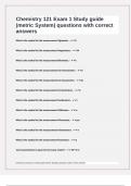 Chemistry 121 Exam 1 Study guide (metric System) questions with correct answers