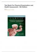 Test Bank For Physical Examination and Health Assessment - 9th Edition Authors Carolyn Jarvis & Ann L. Eckhardt All Chapters Covered.