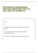 POSTPARTUM HEMORRHAGE PRACTICE QUESTIONS (TEST #4, FALL 2024-25) SCORED A+