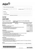 AQA GCSE HISTORY  8145-1B-A Paper 1 Section B/A: Conflict and tension: the First World War, 1894–1918  question paper june 2024 