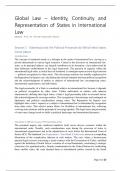 Comprehensive Notes on Global Law: Identity, Continuity, and State Representation in International Law - KU Leuven - Law