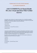 ANCC® PMHNP Psych-Mental Health NP_Test 1 Exam Questions With Verified Answers