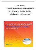 TEST BANK for  Clinical Guidelines in Primary Care 4th Edition by Amelia Hollier all chapters 1-19, covered