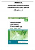 Test Bank for  Introduction to Clinical Pharmacology  10th Edition by Visovsky and Zambroski  all Chapters 1-20