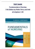 TEST BANK  for Fundamentals of Nursing  11th Edition by Potter Perry and Hall  all chapters 1-50 