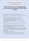 Real Estate License Law And Qualifications For Licensure Exam Questions With Verified Answers