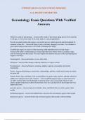 Gerontology Exam Questions With Verified Answers