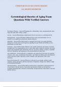 Gerontological theories of Aging Exam Questions With Verified Answers