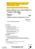 2024 Pearson Edexcel Level 1/Level 2 GCSE  FRENCH 1FR0/3H. PAPER 3: Reading and  understanding in French    Question Paper & Marking Scheme Merged 