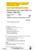 2024 Pearson Edexcel Level 1/Level 2 GCSE  FRENCH 1FR0/1H. PAPER 1: Listening and  understanding in French    Question Paper & Marking Scheme Merged 