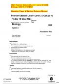 2024 Pearson Edexcel Level 1/Level 2 GCSE  Biology 1BI0/1F. PAPER 1    Question Paper & Marking Scheme Merged     Pearson Edexcel Level 1/Level 2 GCSE (9–1)    Friday 10 May 2024   reference 1BI0/1F 