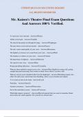 Mr. Kaizen's Theatre Final Exam Questions And Answers 100% Verified.