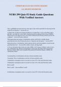 NURS 299 Quiz #2 Study Guide Questions With Verified Answers