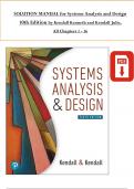 SOLUTION MANUAL for Systems Analysis and Design 10th Edition by Kendall Kenneth and Kendall Julie,