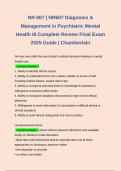 NR 607 | NR607 Diagnosis & Management in Psychiatric Mental Health III Complete Review Final Exam 2025 Guide | Chamberlain 