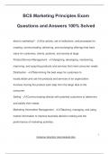 BCS Marketing Principles Exam Questions and Answers 100% Solved