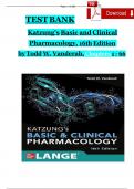 TEST BANK Katzung's Basic and Clinical Pharmacology, 16th Edition  by Todd W. Vanderah, Chapters 1 - 66 