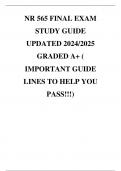 NR 565 FINAL EXAM STUDY GUIDE UPDATED 2024/2025 GRADED A+ ( IMPORTANT GUIDE LINES TO HELP YOU PASS!!!)