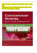 Cherry & Jacob- Contemporary Nursing: Issues, Trends, And  Management, 2025 7th Edition Questions And Correct Answers All Chapters Available  