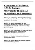 Concepts of Science 1010 Auburn University (Exam 1) questions and answers