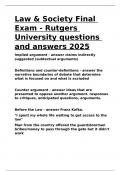 Law & Society Final Exam - Rutgers University questions and answers 2025