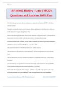 AP World History - Unit 4 MCQ's Questions and Answers 100% Pass