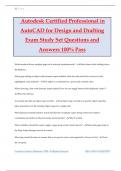 Autodesk Certified Professional in AutoCAD for Design and Drafting Exam Study Set Questions and Answers 100% Pass