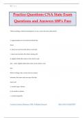 Practice Questions CNA State Exam Questions and Answers 100% Pass