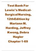 Test Bank For  Lewis's MedicalSurgical Nursing,  12th Edition by  Mariann M.  Harding, Jeffrey  Kwong, Debra  Hagler Chapter  1-69