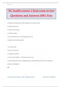 NC health science 1 final exam review Questions and Answers 100% Pass