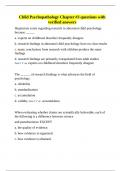 Child Psychopathology Chapter #3 questions with verified answers