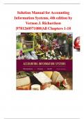 Solution Manual for Accounting Information Systems, 4th edition by Vernon J. Richardson|9781260571080|All Chapters 1-18|LATEST, 2024 |All Chapters with detailed answers