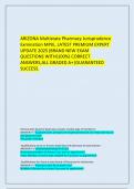       ARIZONA Multistate Pharmacy Jurisprudence Exmination MPJE, LATEST PREMIUM EXPERT UPDATE 2025|BRAND NEW EXAM QUESTIONS WITH(100%) CORRECT ANSWERS,ALL GRADED A+|GUARANTEED SUCCESS.