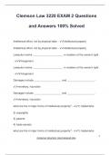 Clemson Law 3220 EXAM 2 Questions and Answers 100% Solved