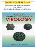 COMPLETE TEST BANK:  Fundamentals of Molecular Virology  2nd Edition by Nicholas H. Acheson Latest Version.