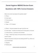 Dental Hygiene NBDHE Review Exam Questions with 100% Correct Answers