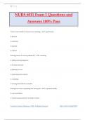 NURS 6011 Exam 1 Questions and Answers 100% Pass