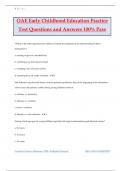 OAE Early Childhood Education Practice Test Questions and Answers 100% Pass