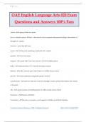 OAE English Language Arts 020 Exam Questions and Answers 100% Pass