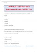 Medical SLP - Praxis Practice Questions and Answers 100% Pass