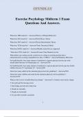 Exercise Pscyhology Midterm 1 Exam Questions And Answers.