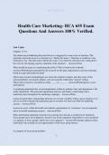 Health Care Marketing- HCA 655 Exam Questions And Answers 100% Verified.