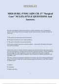 MED-SURG (VNSG 1429) CH. 17 "Surgical Care" NCLEX-STYLE QUESTIONS And Answers.