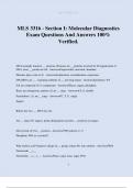 MLS 3316 - Section I: Molecular Diagnostics Exam Questions And Answers 100% Verified.