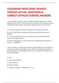 LEADERSHIP PROCTORED NEWEST VERSION ACTUAL QUESTIONS & CORRECT, DETAILED AND VERIFIED ANSWERS