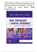 TEST BANK FOR Oral Pathology for the  Dental Hygienist 8th Edition by Olga A.  C. Ibsen & Scott Peters ISBN  9780323764032