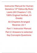 Human Genetics 13th Edition By Ricki Lewis (Instructor Manual)