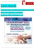 Test Bank For Leadership Roles and Management Functions in Nursing, 11th Edition by Huston, ISBN: 9781975193065, All 25 Chapters Covered, Verified Latest Edition