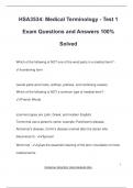 HSA3534: Medical Terminology - Test 1 Exam Questions and Answers 100% Solved