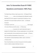 Intro To Humanities Exam #1 PHSC Questions and Answers 100% Pass